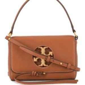 TORY BURCH Miller Metal-logo Mini Shoulder Bag In Aged Camel/gold